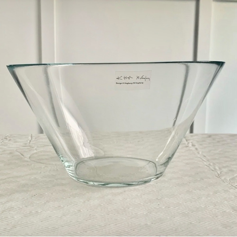 IKEA Trygg Clear Glass Serving Bowl Pasta Salad 11in. Modern Discontinued Signed